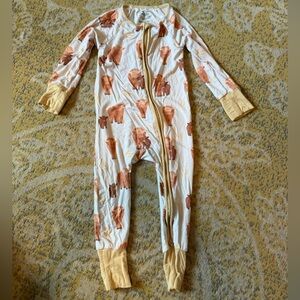 Caden Lane Convertible Zip Romper - Highland Cow